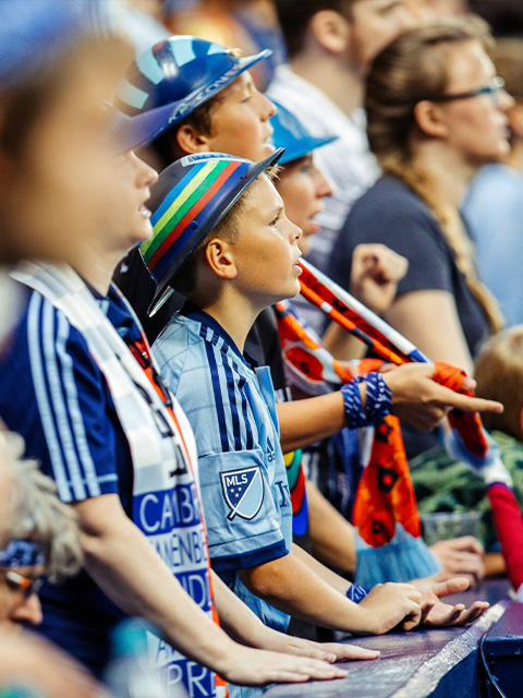 group of people watching a sports game